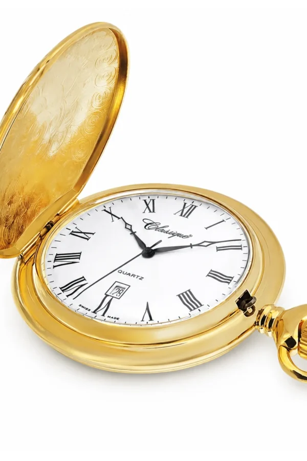Gents 41mm Gold Plated Swiss Quartz Pocket Watch image 2 Gents 41mm Gold Plated Swiss Quartz Pocket Watch image 2