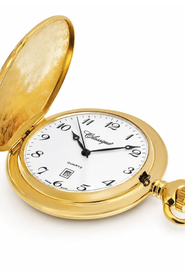 Gents 41mm Gold Plated Swiss Quartz Pocket Watch image 3 Gents 41mm Gold Plated Swiss Quartz Pocket Watch image 3
