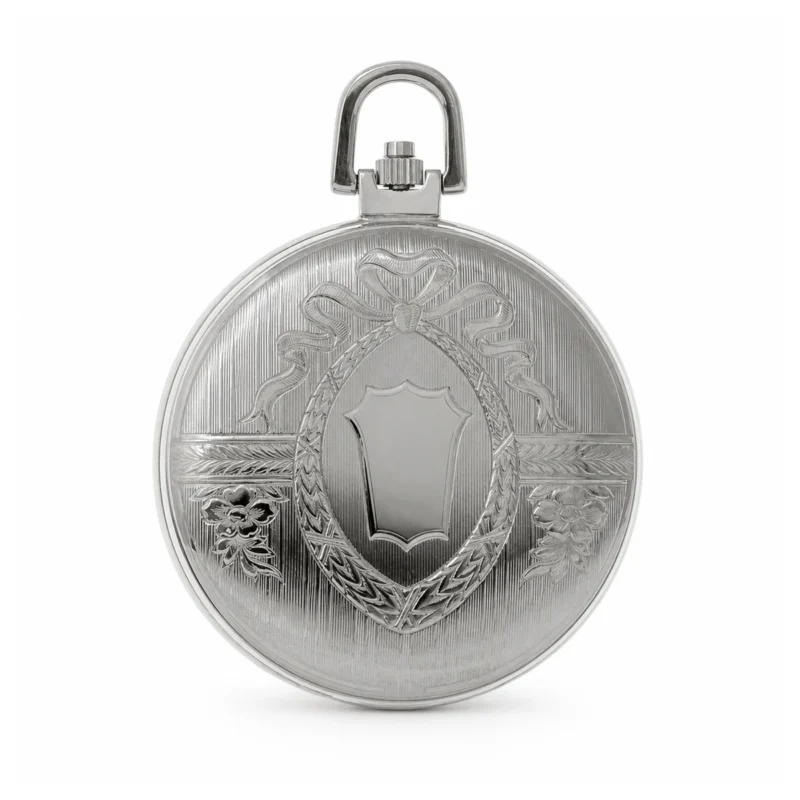 Gents 41mm Rhodium Plated Swiss Quartz Pocket Watch