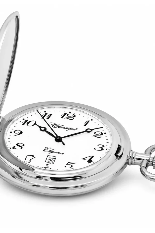 Gents 41mm Rhodium Plated Swiss Quartz Pocket Watch image 3