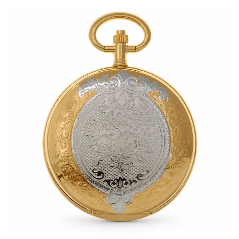 Gents 41mm Two Tone Gold Plated Swiss Quartz Pocket Watch