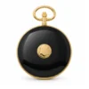 Gents 42mm Plain Black Enamel Gold Plated Swiss Quartz Pocket Watch image 1