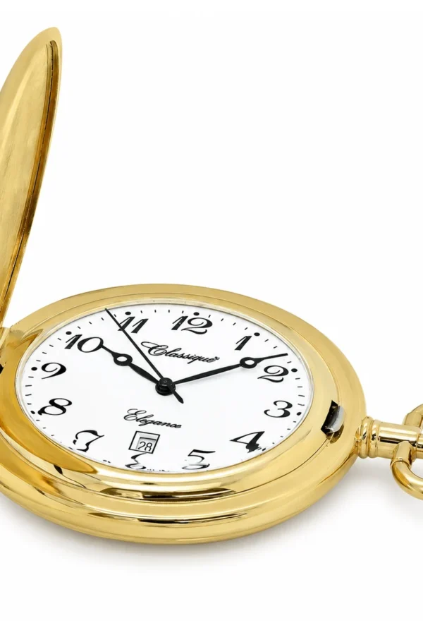 Gents 42mm Plain Brushed Gold Plated Swiss Quartz Pocket Watch image 3 Gents 42mm Plain Brushed Gold Plated Swiss Quartz Pocket Watch image 3