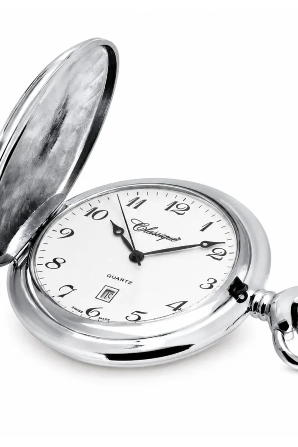 Gents 44mm Sterling Silver Swiss Quartz Pocket Watch image 2