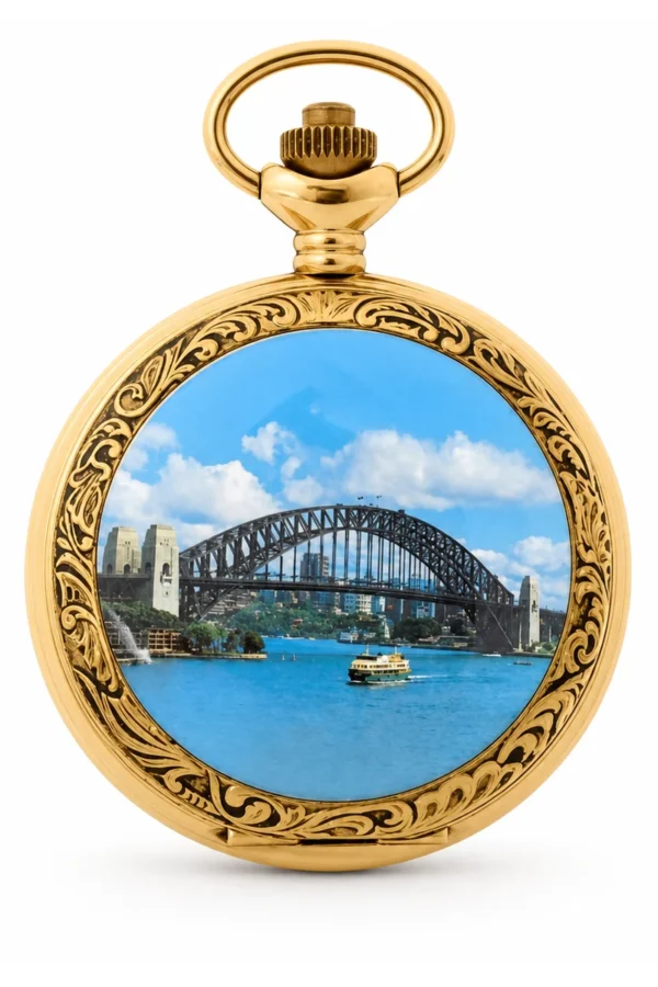 Gents 48mm Gold Plated Harbour Enamel Swiss Quartz Pocket Watch image 1