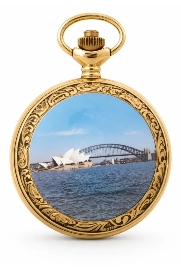 Gents 48mm Gold Plated Harbour Enamel Swiss Quartz Pocket Watch image 2