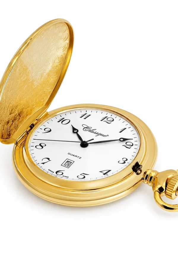 Gents 48mm Gold Plated Stainless Steel Swiss Quartz Pocket Watch image 2 Gents 48mm Gold Plated Stainless Steel Swiss Quartz Pocket Watch image 2