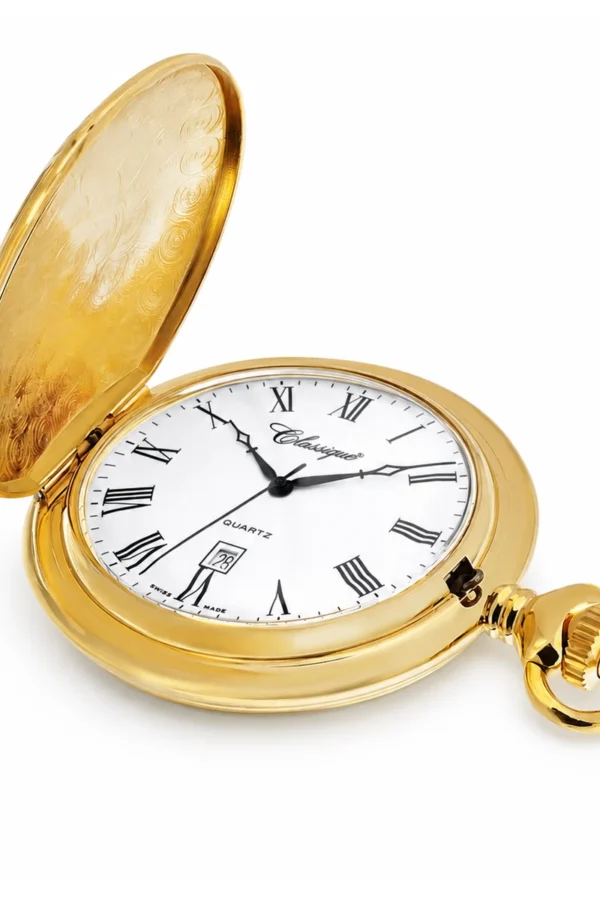 Gents 48mm Gold Plated Stainless Steel Swiss Quartz Pocket Watch image 3 Gents 48mm Gold Plated Stainless Steel Swiss Quartz Pocket Watch image 3