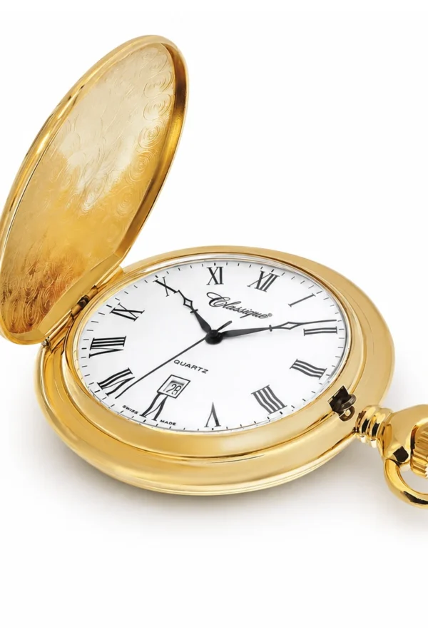 Gents 48mm Gold Plated Swiss Quartz Pocket Watch image 3 Gents 48mm Gold Plated Swiss Quartz Pocket Watch image 3
