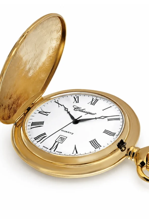 Gents 48mm Gold Plated Swiss Quartz Pocket Watch image 2 Gents 48mm Gold Plated Swiss Quartz Pocket Watch image 2