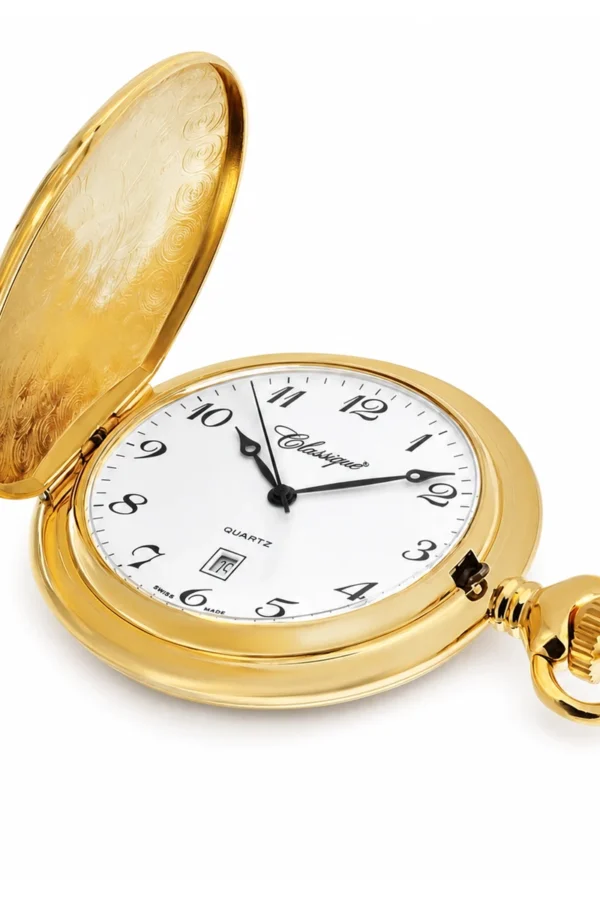 Gents 48mm Gold Plated Swiss Quartz Pocket Watch image 3 Gents 48mm Gold Plated Swiss Quartz Pocket Watch image 3