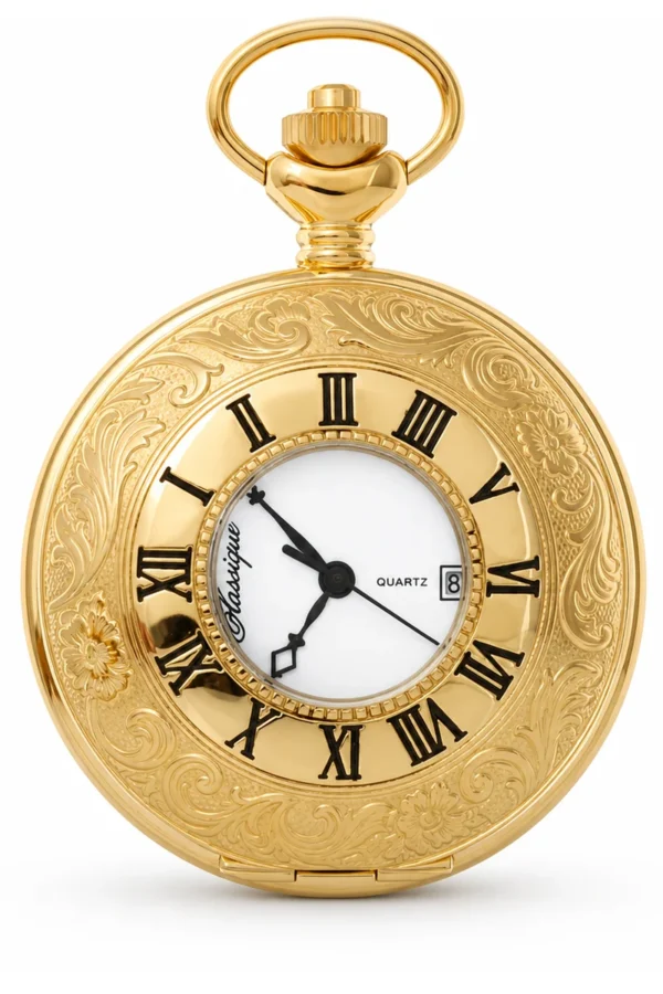 Gents 48mm Gold Plated Swiss Quartz Pocket Watch image 1 Gents 48mm Gold Plated Swiss Quartz Pocket Watch image 1