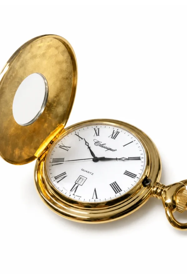 Gents 48mm Gold Plated Swiss Quartz Pocket Watch image 2 Gents 48mm Gold Plated Swiss Quartz Pocket Watch image 2