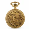 Gents 48mm Pewter Antique Gold Plated "Deer" Swiss Quartz Pocket Watch image 1