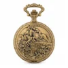 Gents 48mm Pewter Antique Gold Plated "Equestrian" Swiss Quartz Pocket Watch image 1