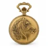 Gents 48mm Pewter Antique Gold Plated "Equestrian" Swiss Quartz Pocket Watch image 2