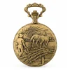 Gents 48mm Pewter Antique Gold Plated "Farmer" Swiss Quartz Pocket Watch image 1