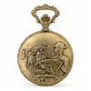Gents 48mm Pewter Antique Gold Plated "Farmer" Swiss Quartz Pocket Watch image 2
