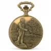 Gents 48mm Pewter Antique Gold Plated "Fisherman" Swiss Quartz Pocket Watch image 1