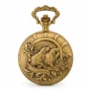 Gents 48mm Pewter Antique Gold Plated "Hunter" Swiss Quartz Pocket Watch image 2