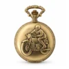 Gents 48mm Pewter Antique Gold Plated "Man on Bike" Swiss Quartz Pocket Watch image 1