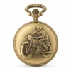 Gents 48mm Pewter Antique Gold Plated "Man on Bike" Swiss Quartz Pocket Watch image 2