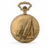 Gents 48mm Pewter Antique Gold Plated "Sailing Boat" Swiss Quartz Pocket Watch image 1