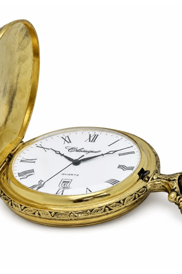 Gents 48mm Pewter Antique Gold Plated "Trotter" Swiss Quartz Pocket Watch image 3 Gents 48mm Pewter Antique Gold Plated "Trotter" Swiss Quartz Pocket Watch image 3
