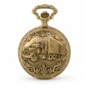 Gents 48mm Pewter Antique Gold Plated "Truck" Swiss Quartz Pocket Watch image 1