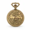 Gents 48mm Pewter Antique Gold Plated "Two Horses" Swiss Quartz Pocket Watch image 2