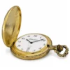 Gents 48mm Pewter Antique Gold Plated "Two Horses" Swiss Quartz Pocket Watch image 3