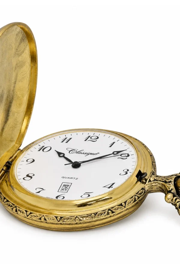 Gents 48mm Pewter Antique Gold Plated "Two Horses" Swiss Quartz Pocket Watch image 3 Gents 48mm Pewter Antique Gold Plated "Two Horses" Swiss Quartz Pocket Watch image 3