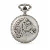 Gents 48mm Pewter Antique Two Tone Gold Plated "Three Horses" Swiss Quartz Pocket Watch image 2