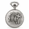 Gents 48mm Pewter Antique Rhodium Plated "Golf" Swiss Quartz Pocket Watch image 2