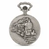 Gents 48mm Pewter Antique Rhodium Plated "Train" Swiss Quartz Pocket Watch image 1
