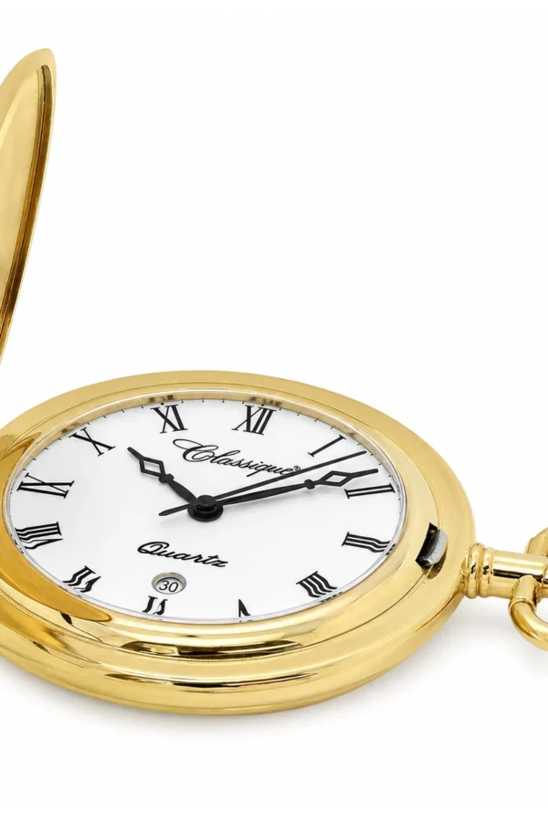Gents 41mm Gold Plated Swiss Quartz Pocket Watch image 3 Gents 41mm Gold Plated Swiss Quartz Pocket Watch image 3