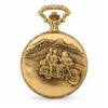 Gents 48mm Pewter Antique Gold Plated "Touring Couple" Swiss Quartz Pocket Watch image 1