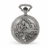 Gents 48mm Pewter Antique Rhodium Plated "Equestrian" Swiss Quartz Pocket Watch image 1