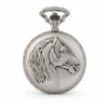 Gents 48mm Pewter Antique Rhodium Plated "Equestrian" Swiss Quartz Pocket Watch image 2