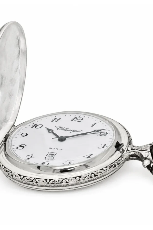 Gents 48mm Pewter Antique Rhodium Plated "Equestrian" Swiss Quartz Pocket Watch image 4