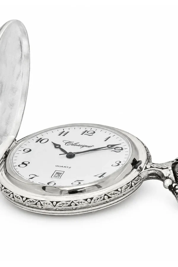 Gents 48mm Pewter Antique Rhodium Plated "Hunter" Swiss Quartz Pocket Watch image 4 Gents 48mm Pewter Antique Rhodium Plated "Hunter" Swiss Quartz Pocket Watch image 4