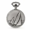 Gents 48mm Pewter Antique Rhodium Plated "Sailing Boat" Swiss Quartz Pocket Watch image 1