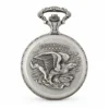 Gents 48mm Pewter Antique Rhodium Plated "Man on Bike" Swiss Quartz Pocket Watch image 2
