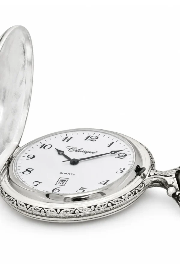 Gents 48mm Pewter Antique Rhodium Plated "Man on Bike" Swiss Quartz Pocket Watch image 4 Gents 48mm Pewter Antique Rhodium Plated "Man on Bike" Swiss Quartz Pocket Watch image 4