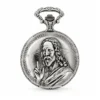 Gents 48mm Pewter Antique Rhodium Plated "St. Christopher" Swiss Quartz Pocket Watch image 1