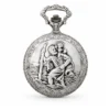 Gents 48mm Pewter Antique Rhodium Plated "St. Christopher" Swiss Quartz Pocket Watch image 2