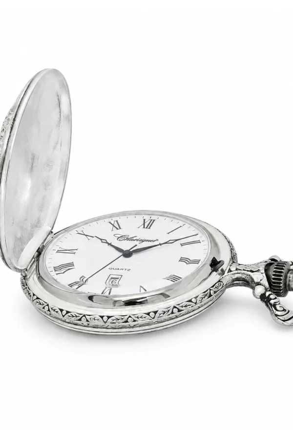 Gents 48mm Pewter Antique Rhodium Plated "Trotter" Swiss Quartz Pocket Watch image 3 Gents 48mm Pewter Antique Rhodium Plated "Trotter" Swiss Quartz Pocket Watch image 3