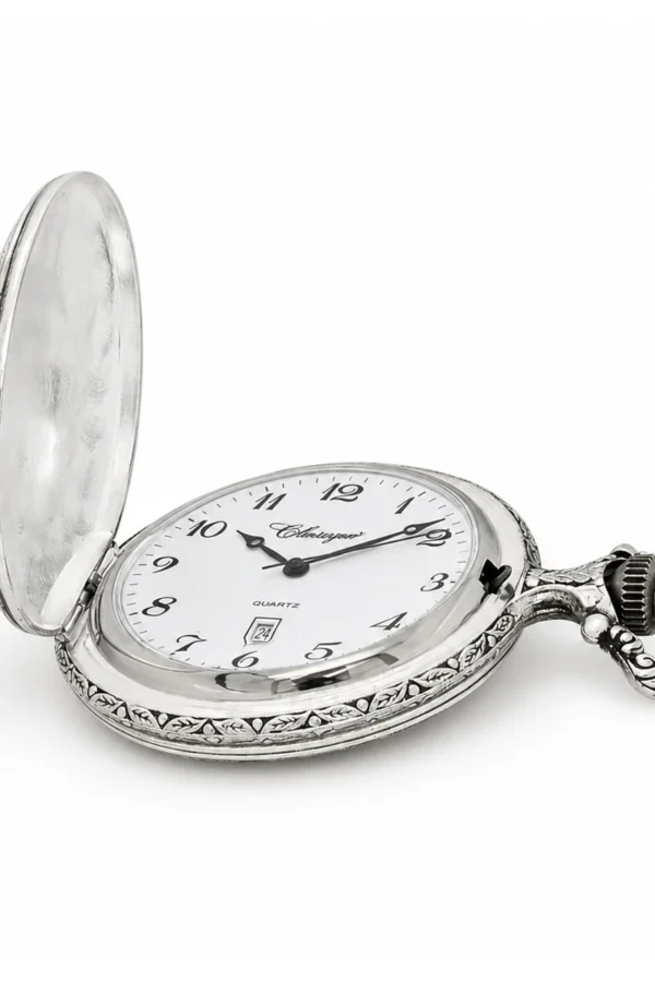 Gents 48mm Pewter Antique Rhodium Plated "Trotter" Swiss Quartz Pocket Watch image 4 Gents 48mm Pewter Antique Rhodium Plated "Trotter" Swiss Quartz Pocket Watch image 4