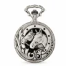 Gents 48mm Pewter Antique Rhodium Plated "Two Horses" Swiss Quartz Pocket Watch image 1