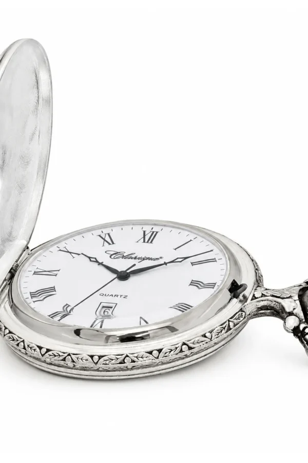 Gents 48mm Pewter Antique Rhodium Plated "Two Horses" Swiss Quartz Pocket Watch image 3 Gents 48mm Pewter Antique Rhodium Plated "Two Horses" Swiss Quartz Pocket Watch image 3